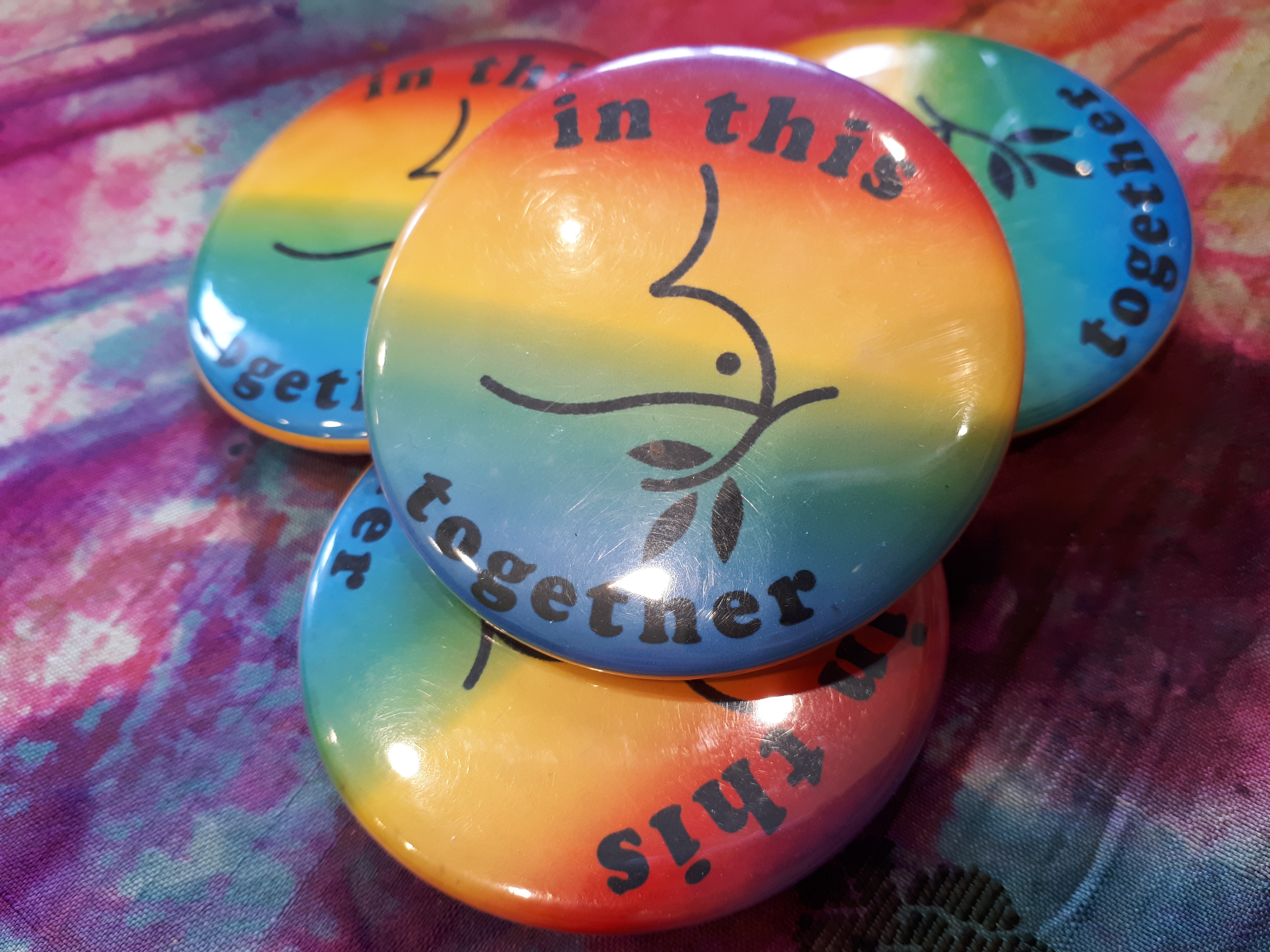 The buttons used at the Mennonite Church Canada gatherings in 2016 and 2019